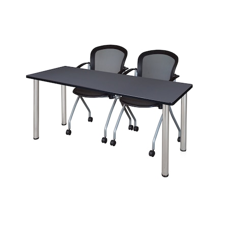 Kee Rectangle Tables > Training Tables > Kee Table & Chair Sets, 66 W, 24 L, 29 H, Grey MT6624GYBPCM23BK
